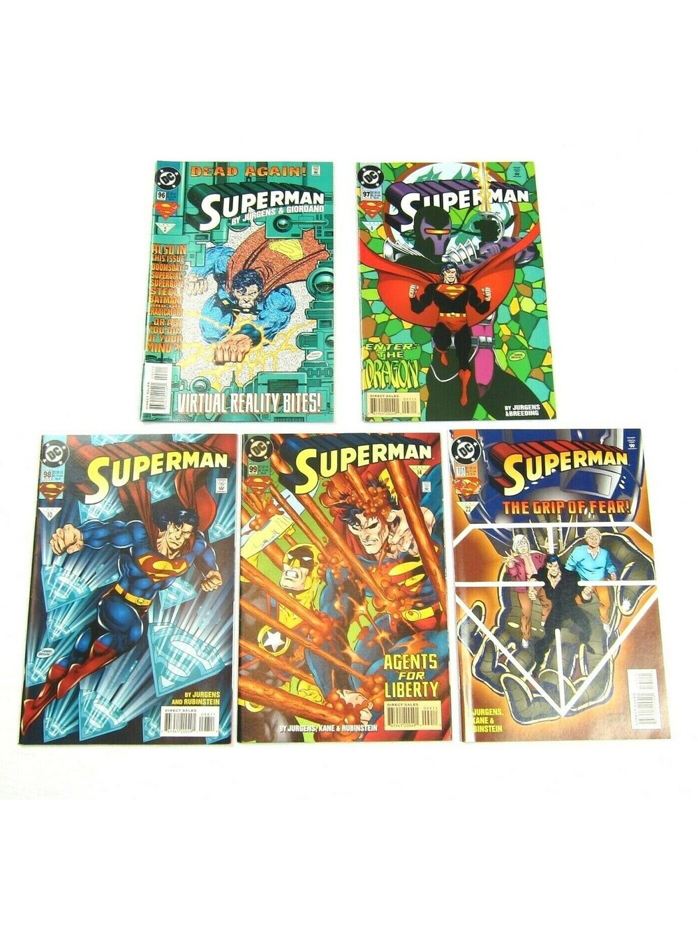 Lot 5 Vintage 1995 Superman Comic Books DC Comics #96, #97, #98, #99, #101